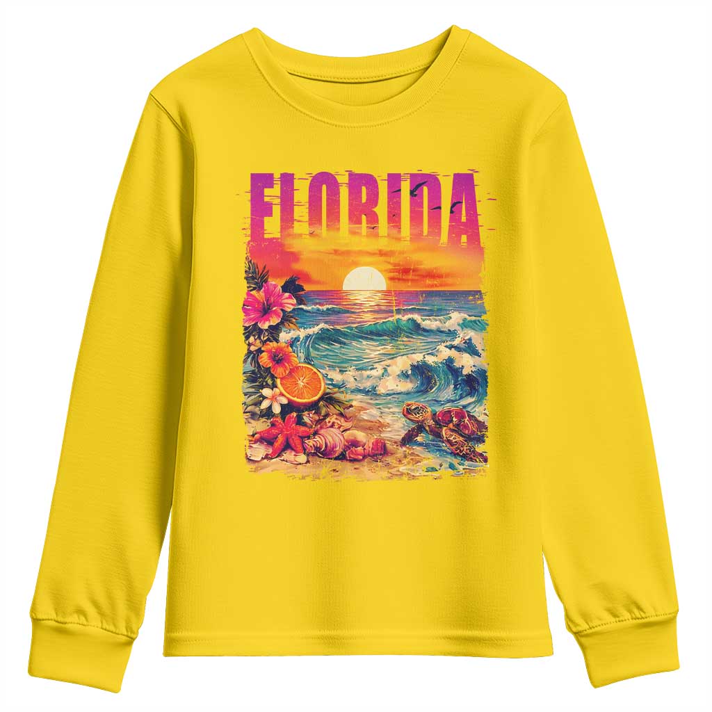 Retro Florida Beach Youth Sweatshirt Summer Vacation Gift
