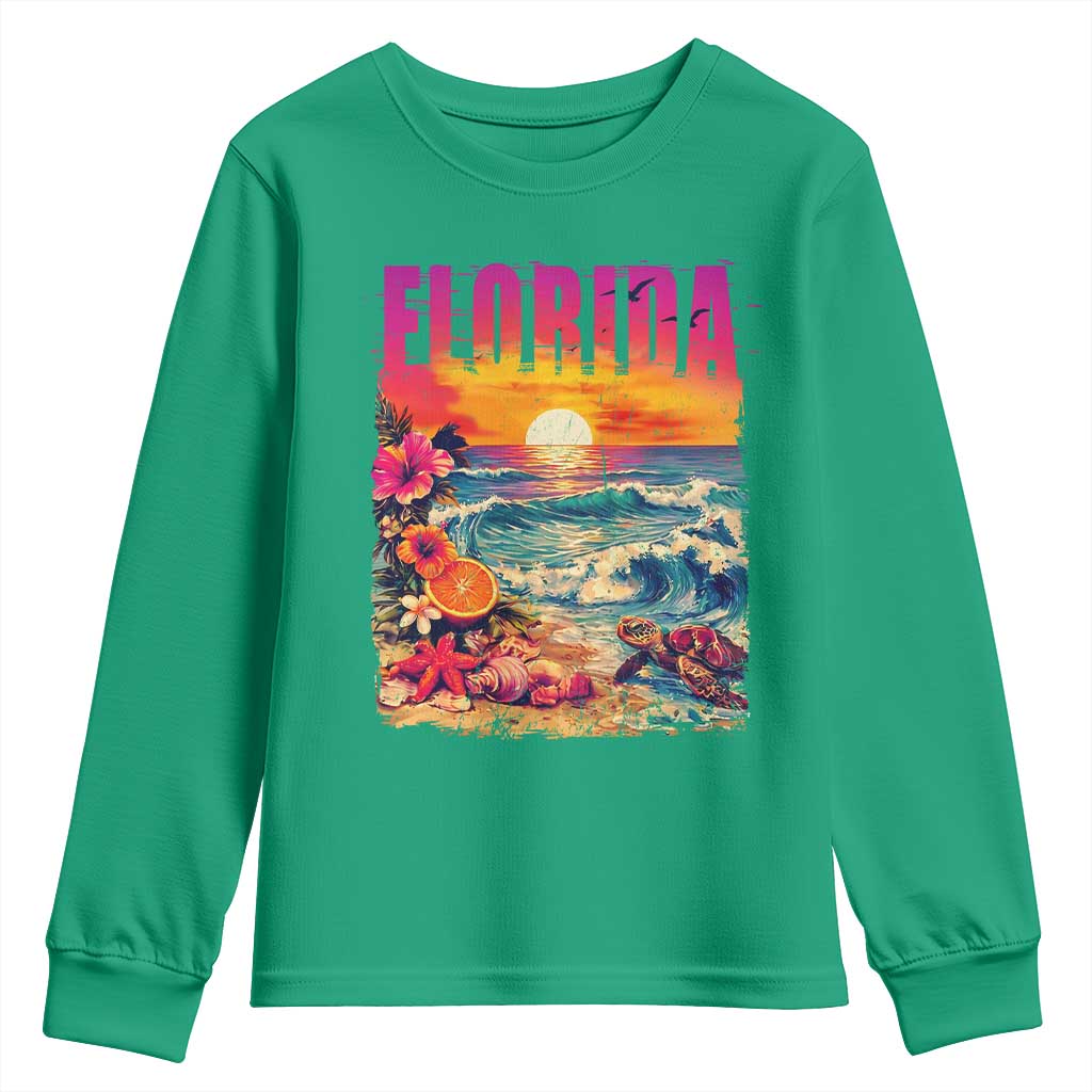 Retro Florida Beach Youth Sweatshirt Summer Vacation Gift