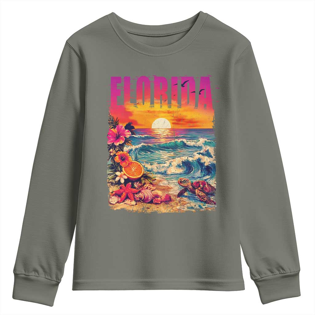 Retro Florida Beach Youth Sweatshirt Summer Vacation Gift
