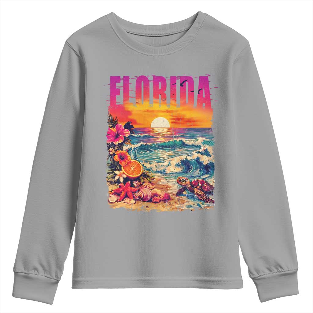 Retro Florida Beach Youth Sweatshirt Summer Vacation Gift