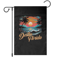 Destin Florida Beach Garden Flag Retro Sunset Palm Tree Graphic