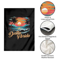 Destin Florida Beach Garden Flag Retro Sunset Palm Tree Graphic