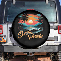 Destin Florida Beach Spare Tire Cover Retro Sunset Palm Tree Graphic