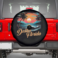 Destin Florida Beach Spare Tire Cover Retro Sunset Palm Tree Graphic