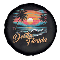 Destin Florida Beach Spare Tire Cover Retro Sunset Palm Tree Graphic