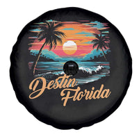 Destin Florida Beach Spare Tire Cover Retro Sunset Palm Tree Graphic