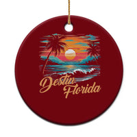 Destin Florida Beach Ceramic Ornament Retro Sunset Palm Tree Graphic
