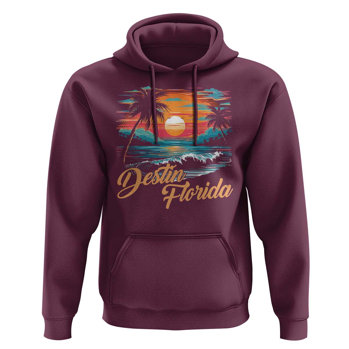 Destin Florida Beach Hoodie Retro Sunset Palm Tree Graphic