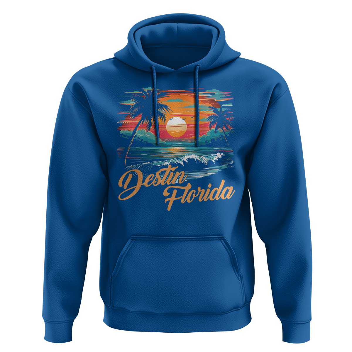 Destin Florida Beach Hoodie Retro Sunset Palm Tree Graphic