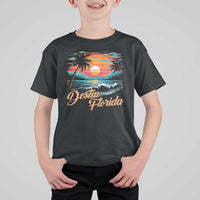 Destin Florida Beach T Shirt For Kid Retro Sunset Palm Tree Graphic