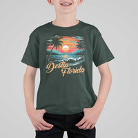 Destin Florida Beach T Shirt For Kid Retro Sunset Palm Tree Graphic