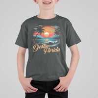 Destin Florida Beach T Shirt For Kid Retro Sunset Palm Tree Graphic