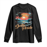Destin Florida Beach Long Sleeve Shirt Retro Sunset Palm Tree Graphic