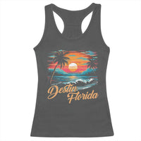 Destin Florida Beach Racerback Tank Top Retro Sunset Palm Tree Graphic