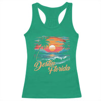 Destin Florida Beach Racerback Tank Top Retro Sunset Palm Tree Graphic