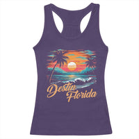 Destin Florida Beach Racerback Tank Top Retro Sunset Palm Tree Graphic