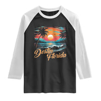 Destin Florida Beach Raglan Shirt Retro Sunset Palm Tree Graphic