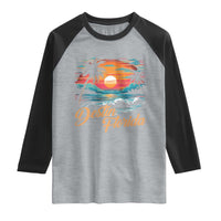 Destin Florida Beach Raglan Shirt Retro Sunset Palm Tree Graphic