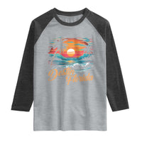 Destin Florida Beach Raglan Shirt Retro Sunset Palm Tree Graphic