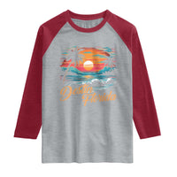 Destin Florida Beach Raglan Shirt Retro Sunset Palm Tree Graphic