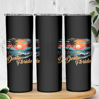Destin Florida Beach Skinny Tumbler Retro Sunset Palm Tree Graphic