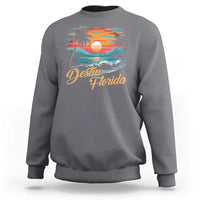 Destin Florida Beach Sweatshirt Retro Sunset Palm Tree Graphic