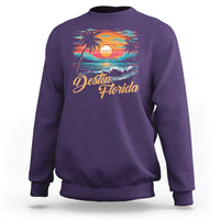 Destin Florida Beach Sweatshirt Retro Sunset Palm Tree Graphic