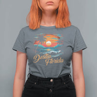 Destin Florida Beach T Shirt For Women Retro Sunset Palm Tree Graphic