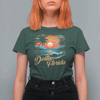 Destin Florida Beach T Shirt For Women Retro Sunset Palm Tree Graphic