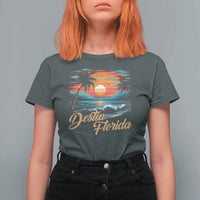 Destin Florida Beach T Shirt For Women Retro Sunset Palm Tree Graphic