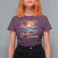 Destin Florida Beach T Shirt For Women Retro Sunset Palm Tree Graphic