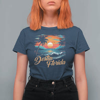 Destin Florida Beach T Shirt For Women Retro Sunset Palm Tree Graphic