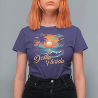 Destin Florida Beach T Shirt For Women Retro Sunset Palm Tree Graphic