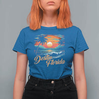 Destin Florida Beach T Shirt For Women Retro Sunset Palm Tree Graphic
