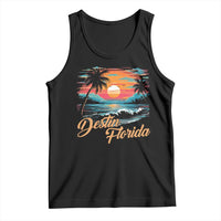Destin Florida Beach Tank Top Retro Sunset Palm Tree Graphic