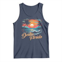 Destin Florida Beach Tank Top Retro Sunset Palm Tree Graphic