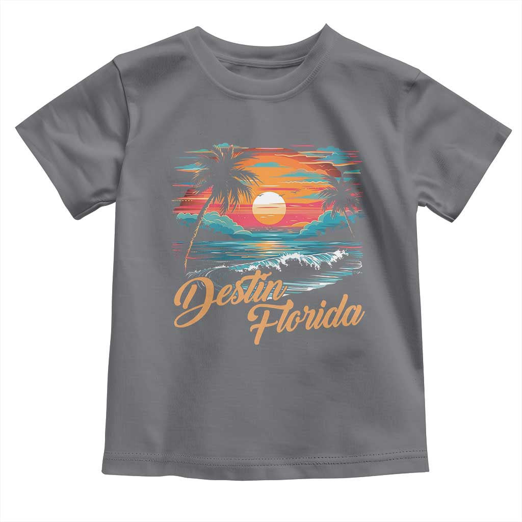 Destin Florida Beach Toddler T Shirt Retro Sunset Palm Tree Graphic