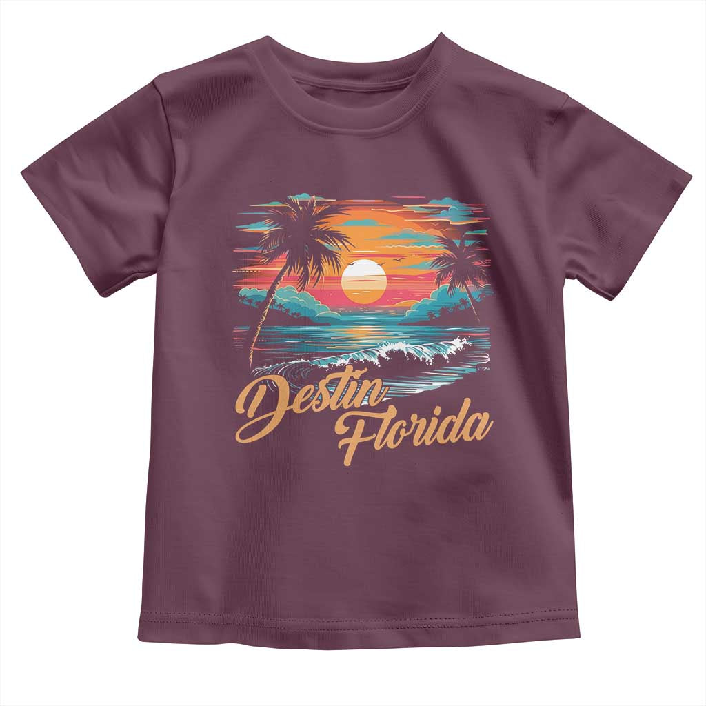 Destin Florida Beach Toddler T Shirt Retro Sunset Palm Tree Graphic