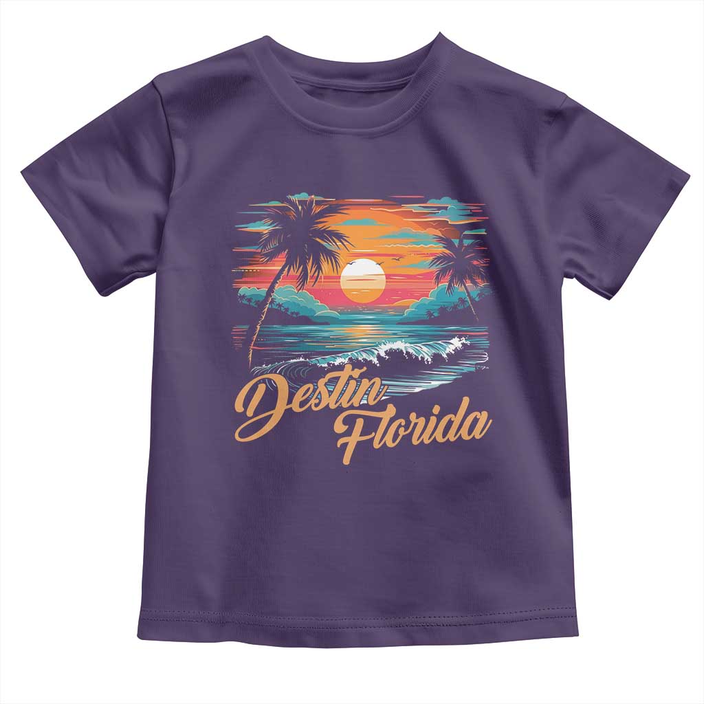 Destin Florida Beach Toddler T Shirt Retro Sunset Palm Tree Graphic