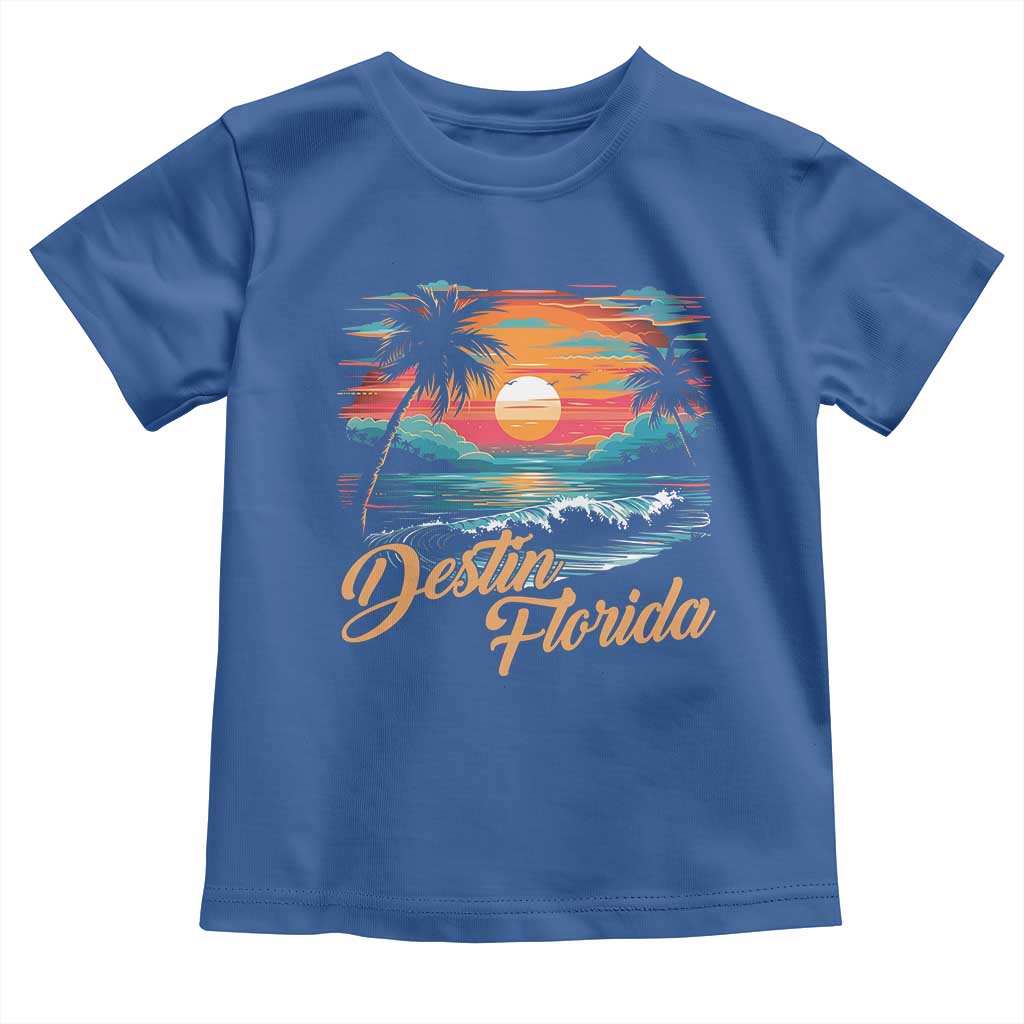 Destin Florida Beach Toddler T Shirt Retro Sunset Palm Tree Graphic