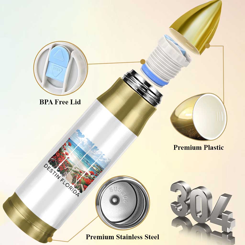 Destin Florida Bullet Tumbler Summer Travel Beach Vacation Gift