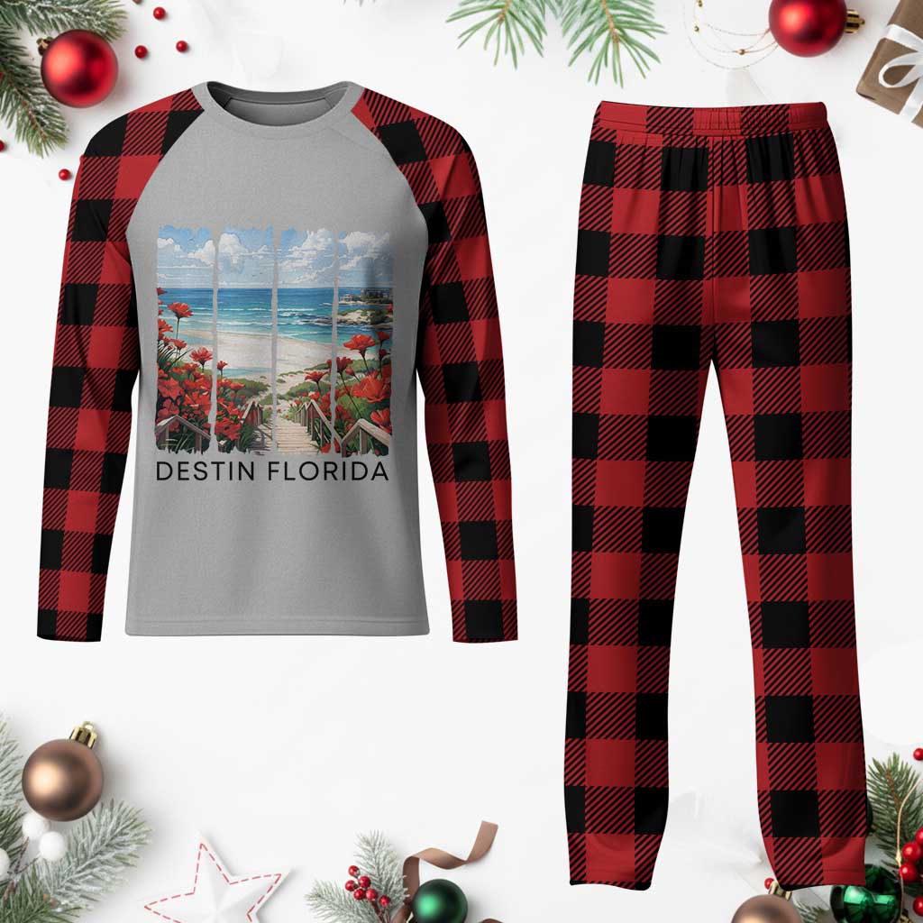 Destin Florida Plaid Pajama Set Summer Travel Beach Vacation Gift