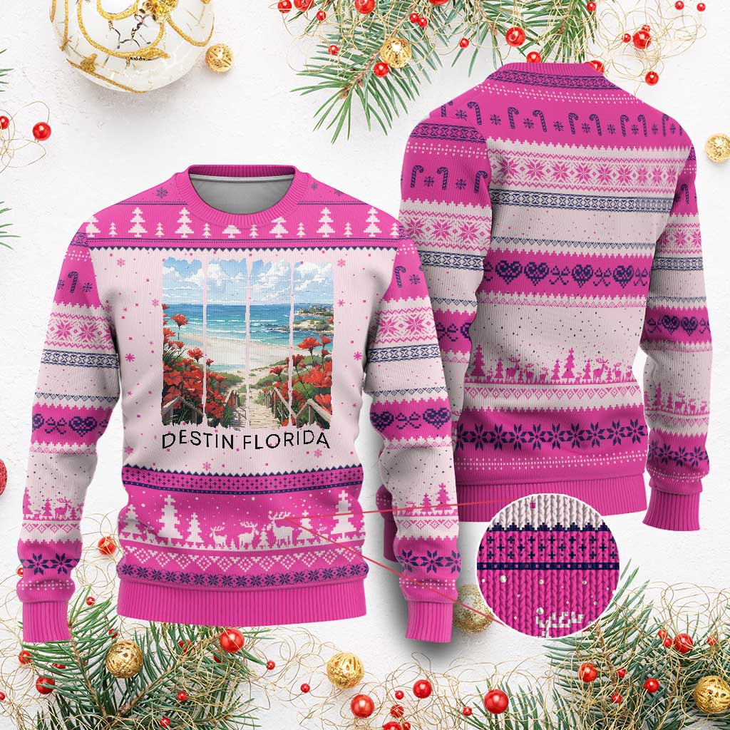 Destin Florida Ugly Christmas Sweater Summer Travel Beach Vacation Gift