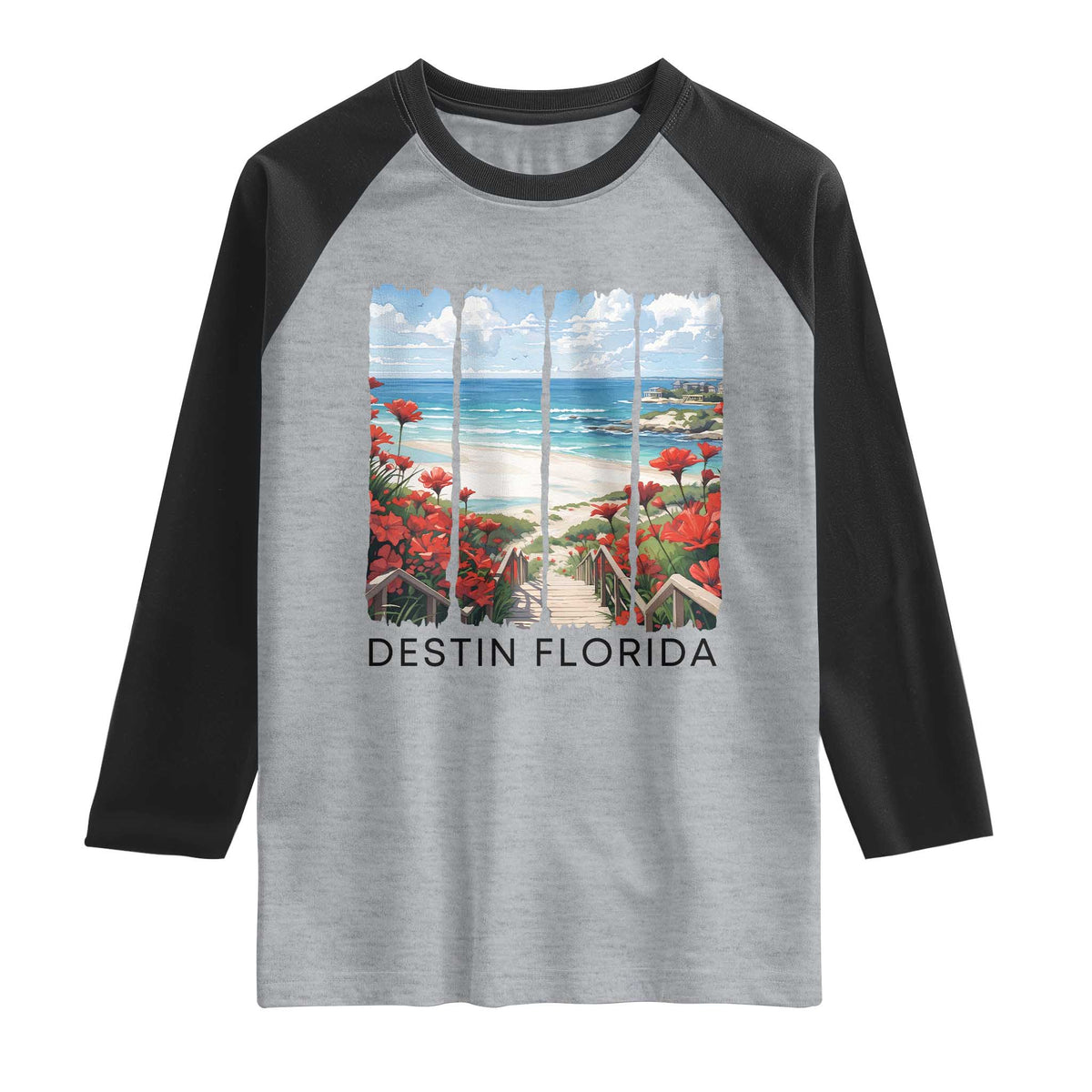 Destin Florida Raglan Shirt Summer Travel Beach Vacation Gift