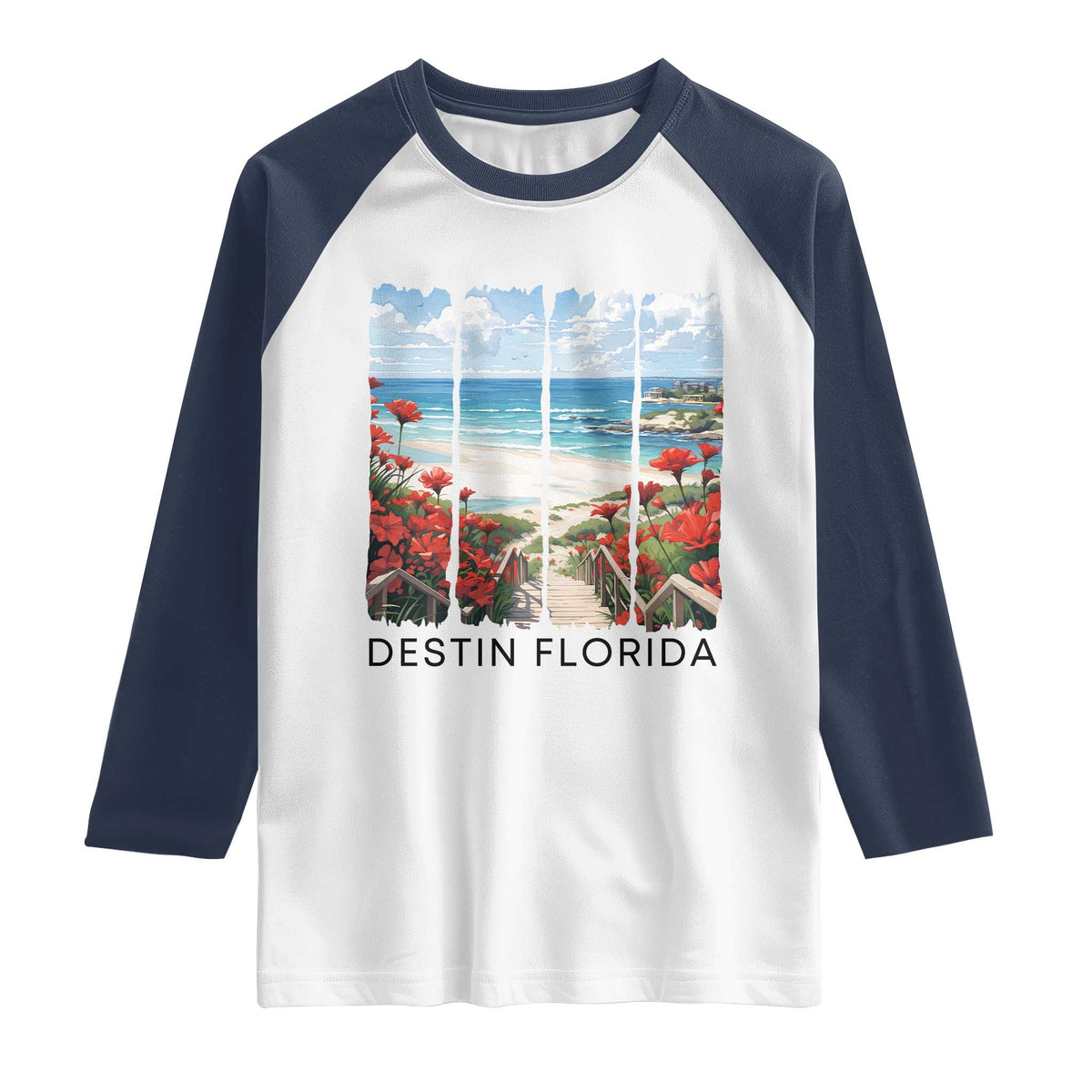 Destin Florida Raglan Shirt Summer Travel Beach Vacation Gift