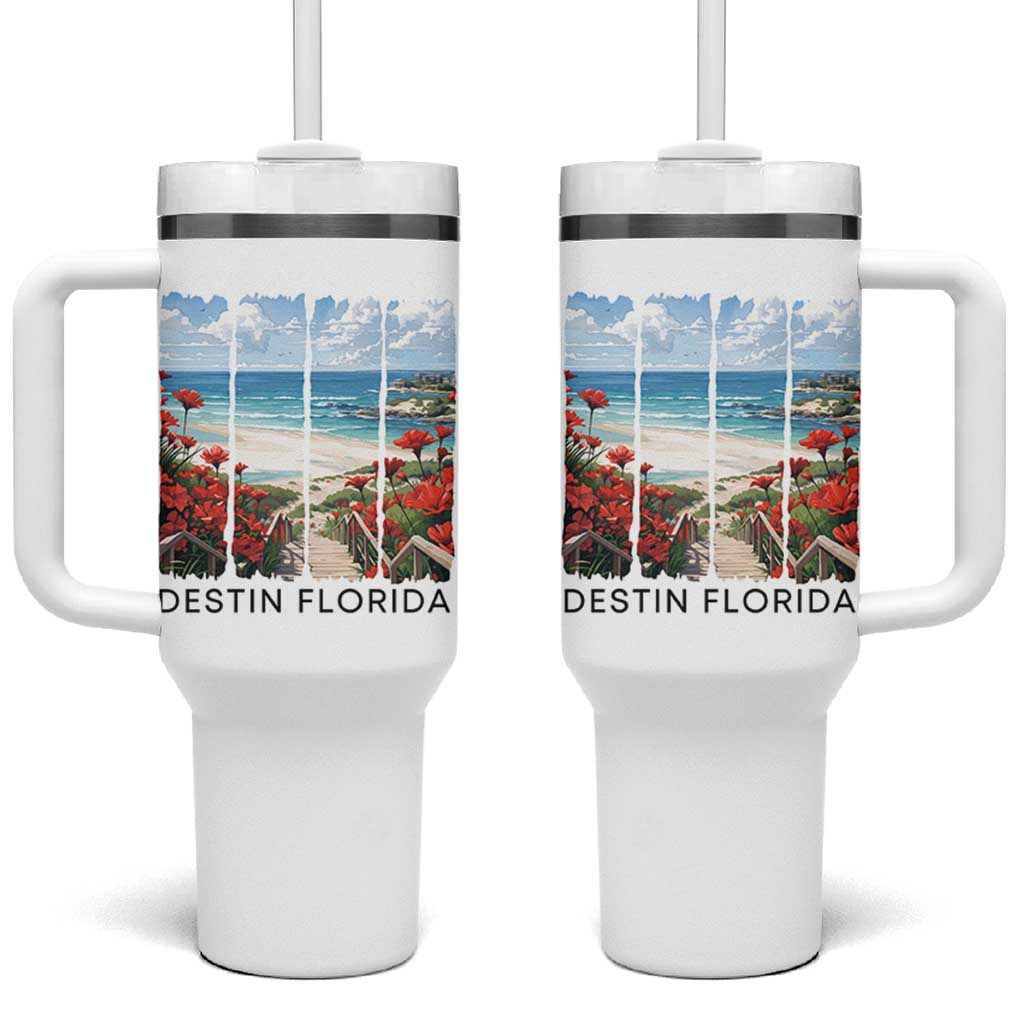 Destin Florida Tumbler With Handle Summer Travel Beach Vacation Gift