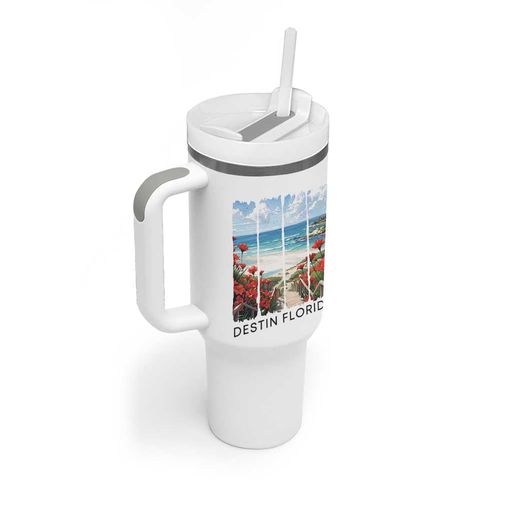 Destin Florida Tumbler With Handle Summer Travel Beach Vacation Gift