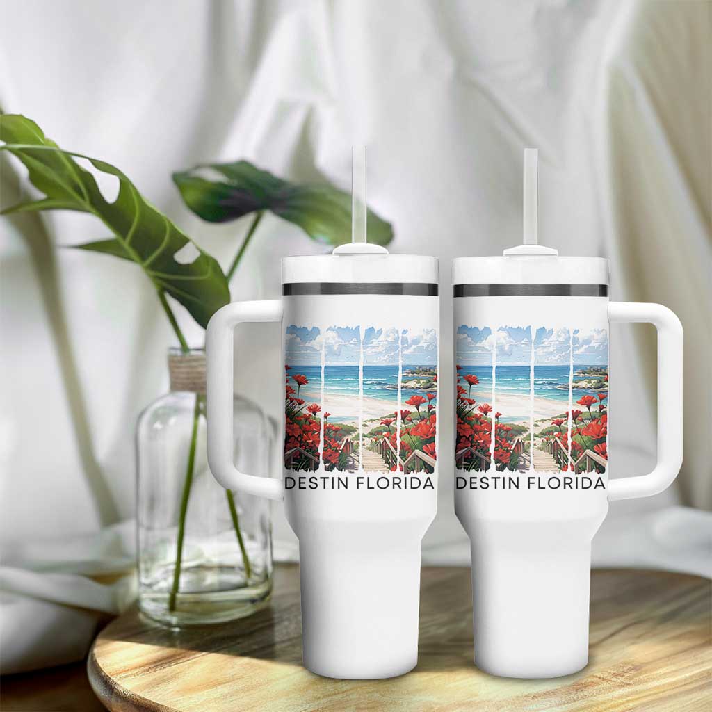 Destin Florida Tumbler With Handle Summer Travel Beach Vacation Gift