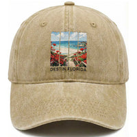 Destin Florida Washed Cotton Baseball Cap Summer Travel Beach Vacation Gift