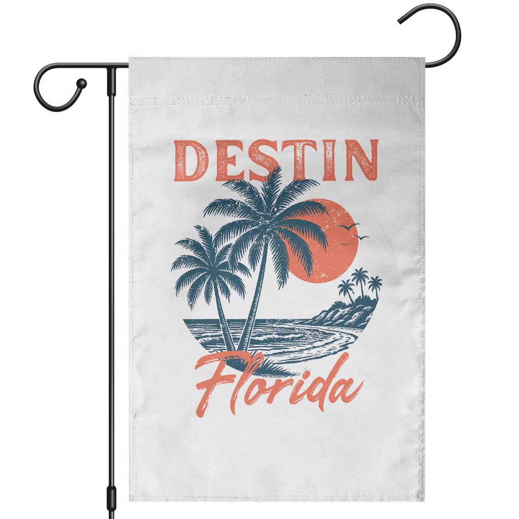 Vintage Destin Florida Beach Garden Flag Sunset Palm Tree Graphic
